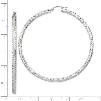Sterlingsilber Diamantiert 3x65mm Creolen
