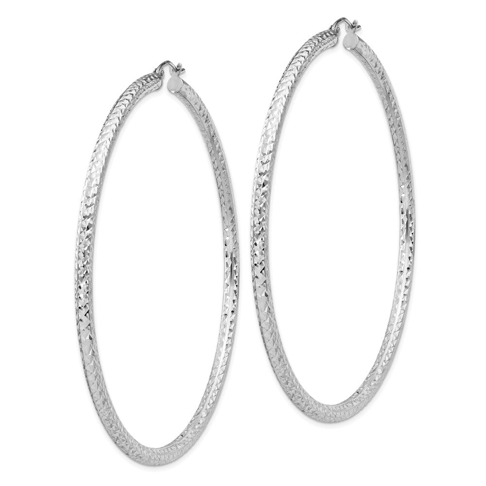 Sterlingsilber Rhodiniert Diamantiert 3x70mm Creolen