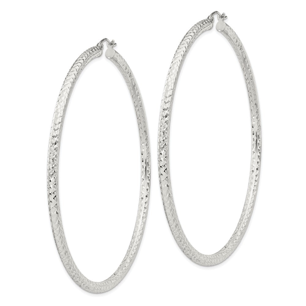 Sterlingsilber Diamantiert 3x70mm Creolen