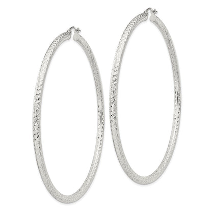 Sterlingsilber Diamantiert 3x70mm Creolen