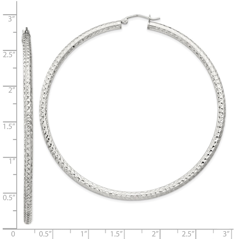 Sterlingsilber Diamantiert 3x70mm Creolen