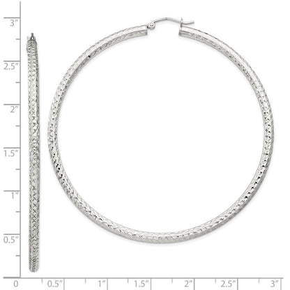 Sterlingsilber Diamantiert 3x70mm Creolen