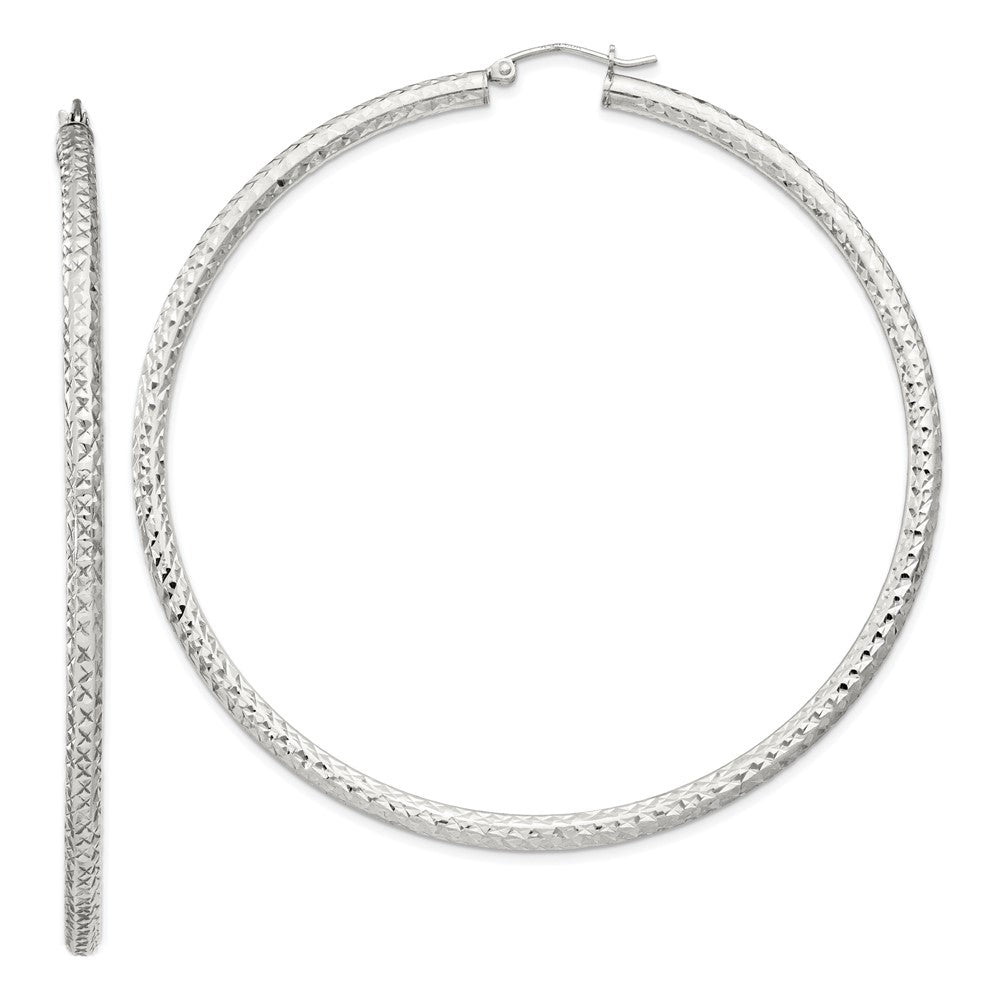Sterlingsilber Diamantiert 3x70mm Creolen