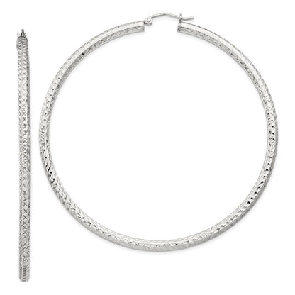 Sterlingsilber Diamantiert 3x70mm Creolen