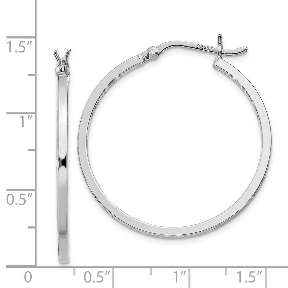 Sterlingsilber Rhodiniert 1.5x30mm Creolen