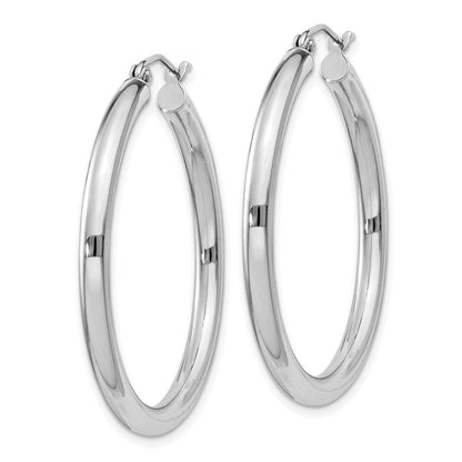 Sterlingsilber Rhodiniert 3mm Rund Creolen