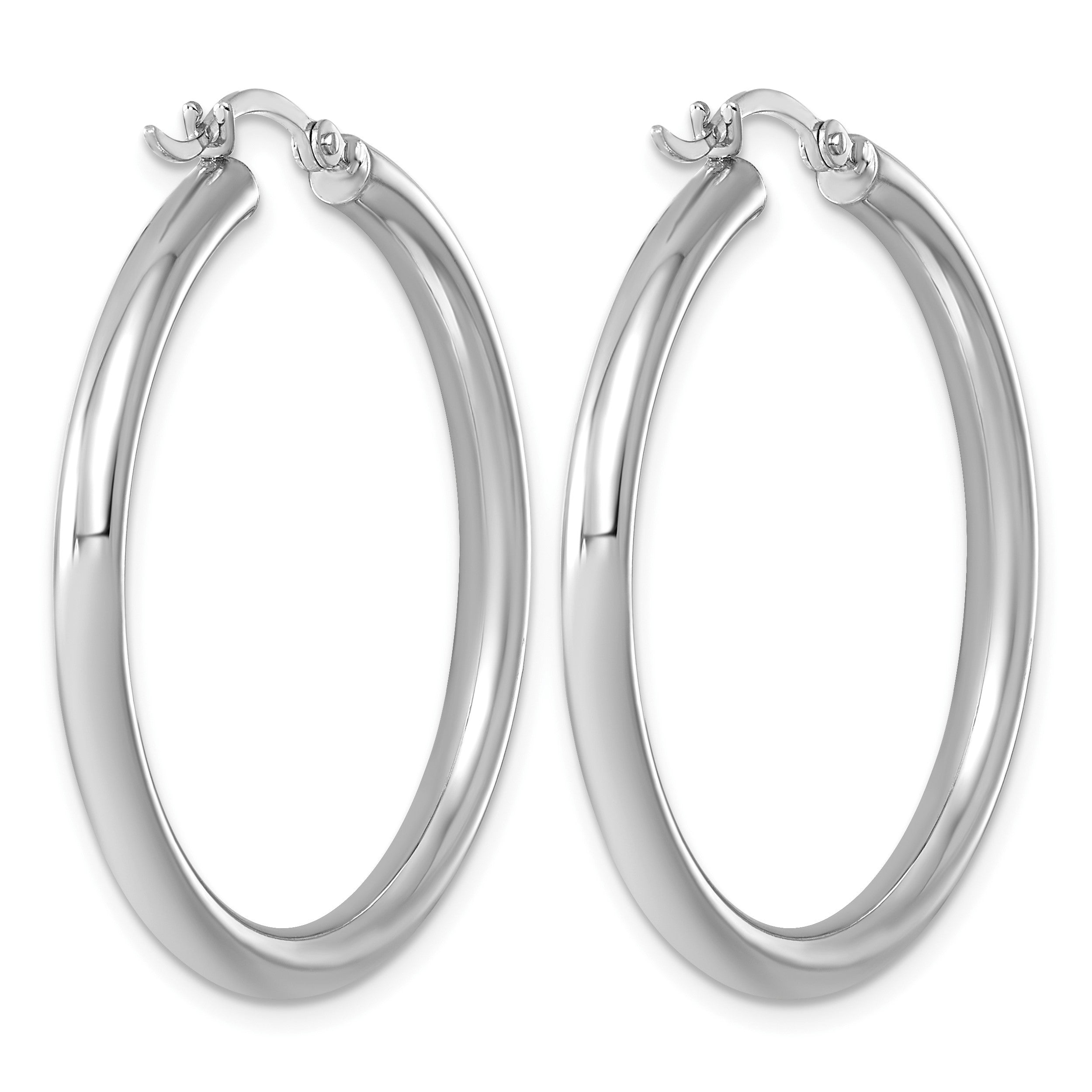 Sterlingsilber Rhodiniert 3mm Rund Creolen