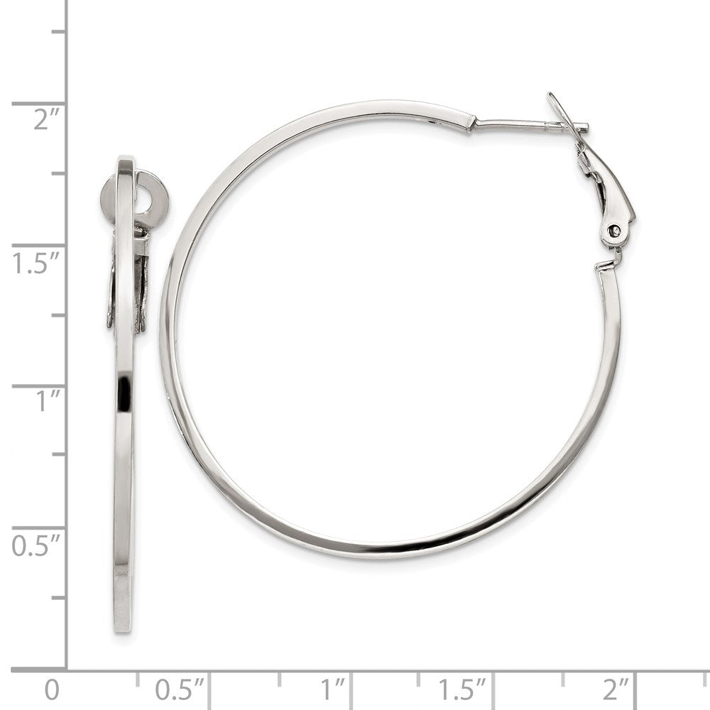 Sterlingsilber Rhodiniert 1.5x40mm Omega Rückseite Rund Creolen