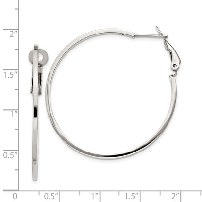 Sterlingsilber Rhodiniert 1.5x40mm Omega Rückseite Rund Creolen