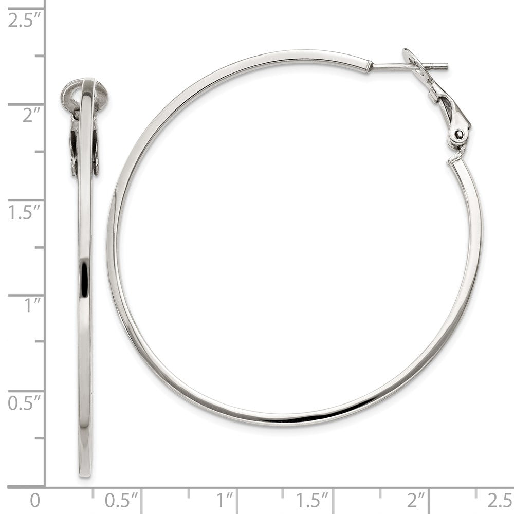 Sterlingsilber Rhodiniert 1.5x50mm Omega Rückseite Rund Creolen