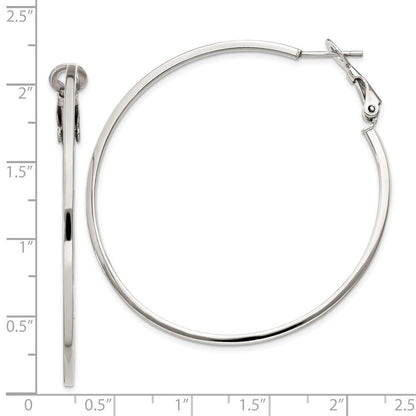 Sterlingsilber Rhodiniert 1.5x50mm Omega Rückseite Rund Creolen