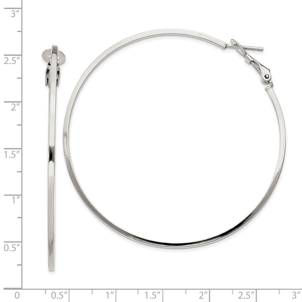 Sterlingsilber Rhodiniert 1.5x60mm Omega Rückseite Rund Creolen