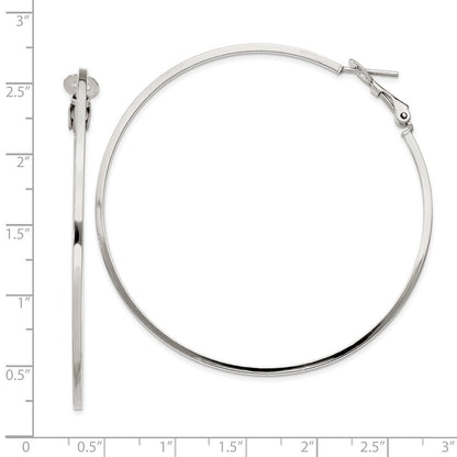 Sterlingsilber Rhodiniert 1.5x60mm Omega Rückseite Rund Creolen