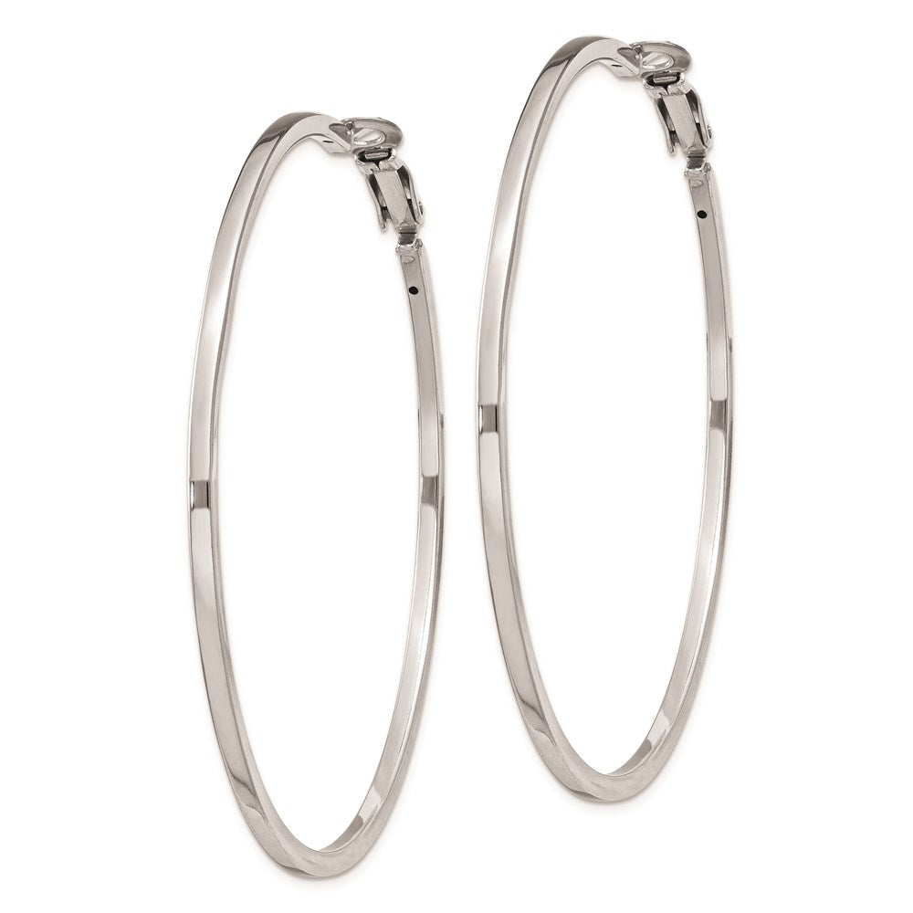 Sterlingsilber Rhodiniert 2x60mm Omega Rückseite Rund Creolen