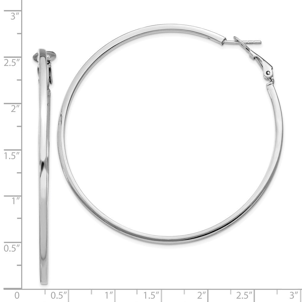 Sterlingsilber Rhodiniert 2x60mm Omega Rückseite Rund Creolen