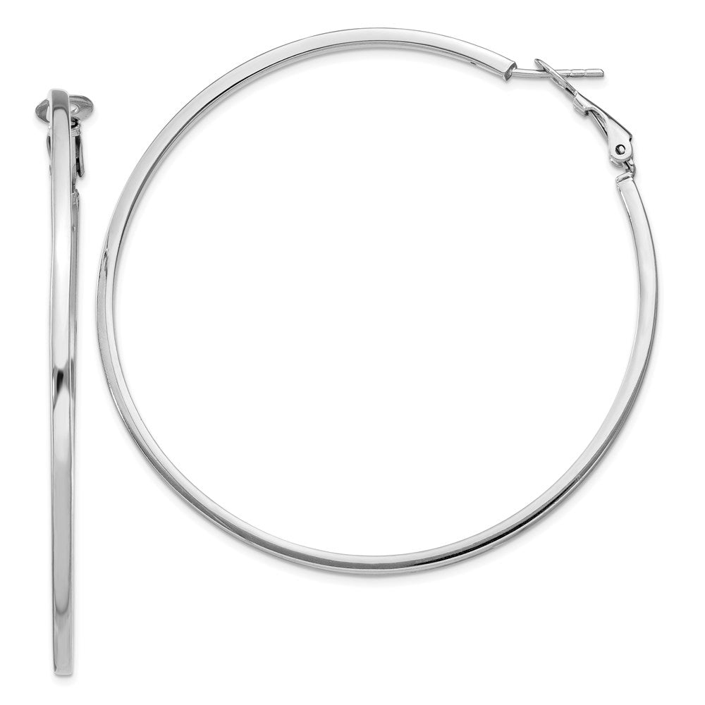 Sterlingsilber Rhodiniert 2x60mm Omega Rückseite Rund Creolen