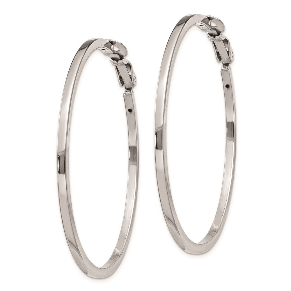 Sterlingsilber Rhodiniert 2x50mm Omega Rückseite Rund Creolen