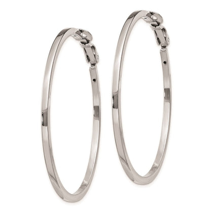 Sterlingsilber Rhodiniert 2x50mm Omega Rückseite Rund Creolen