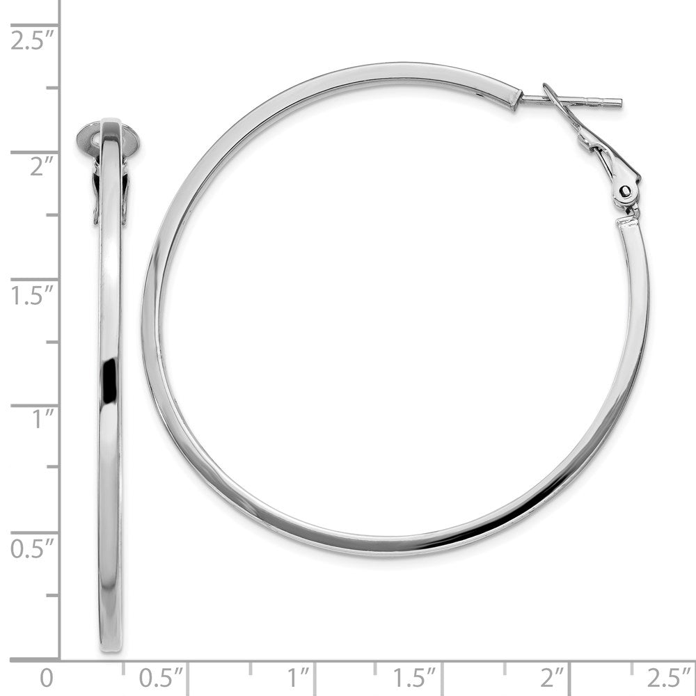 Sterlingsilber Rhodiniert 2x50mm Omega Rückseite Rund Creolen