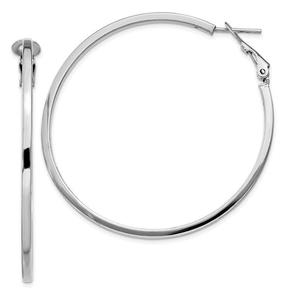 Sterlingsilber Rhodiniert 2x50mm Omega Rückseite Rund Creolen