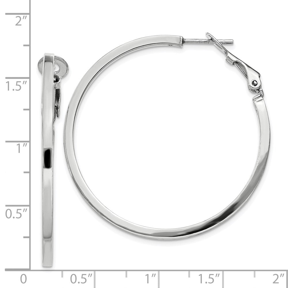Sterlingsilber Rhodiniert 2x40mm Omega Rückseite Rund Creolen