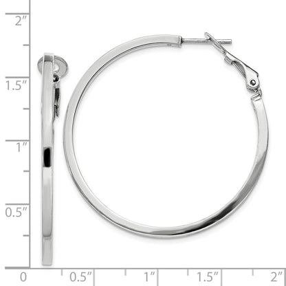 Sterlingsilber Rhodiniert 2x40mm Omega Rückseite Rund Creolen