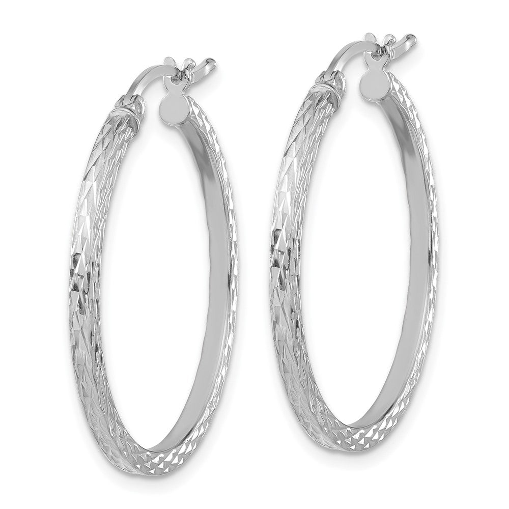 Sterlingsilber Rhodiniert Diamantiert 2x30mm Quadratisch Röhre Creolen