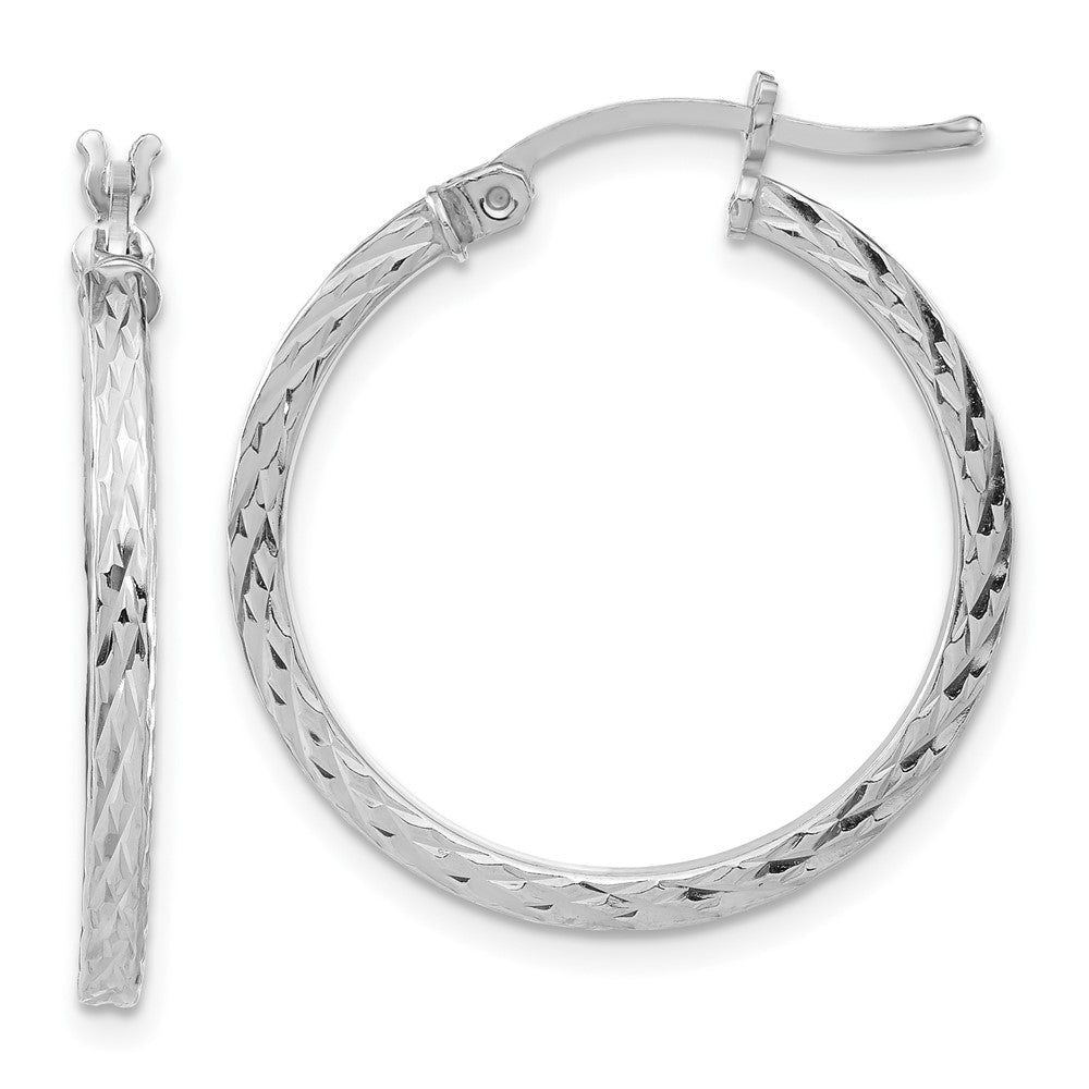 Sterlingsilber Rhodiniert Diamantiert 2x25mm Quadratisch Röhre Creolen