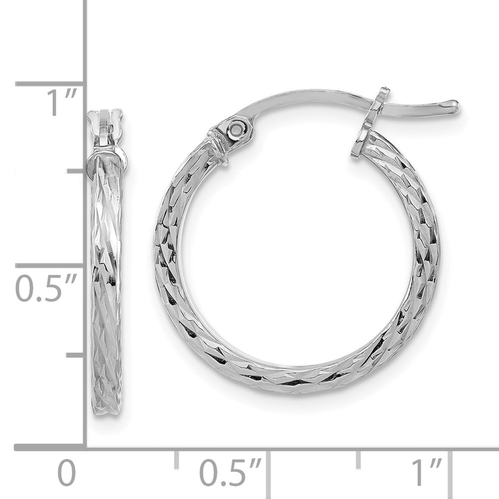Sterlingsilber Rhodiniert Diamantiert 2x20mm Quadratisch Röhre Creolen