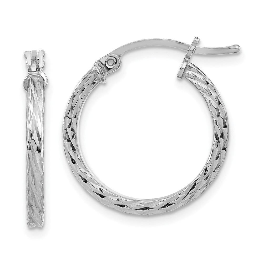 Sterlingsilber Rhodiniert Diamantiert 2x20mm Quadratisch Röhre Creolen