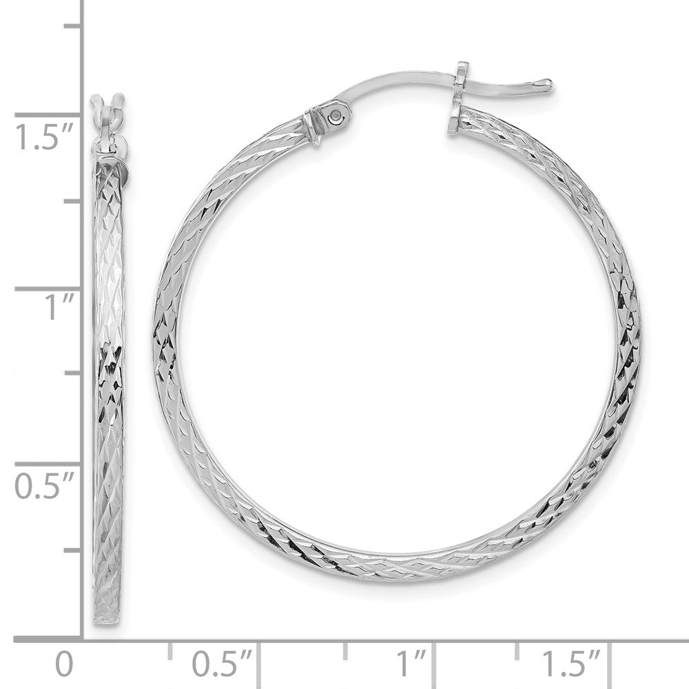 Sterlingsilber Rhodiniert Diamantiert 2x35mm Quadratisch Röhre Creolen