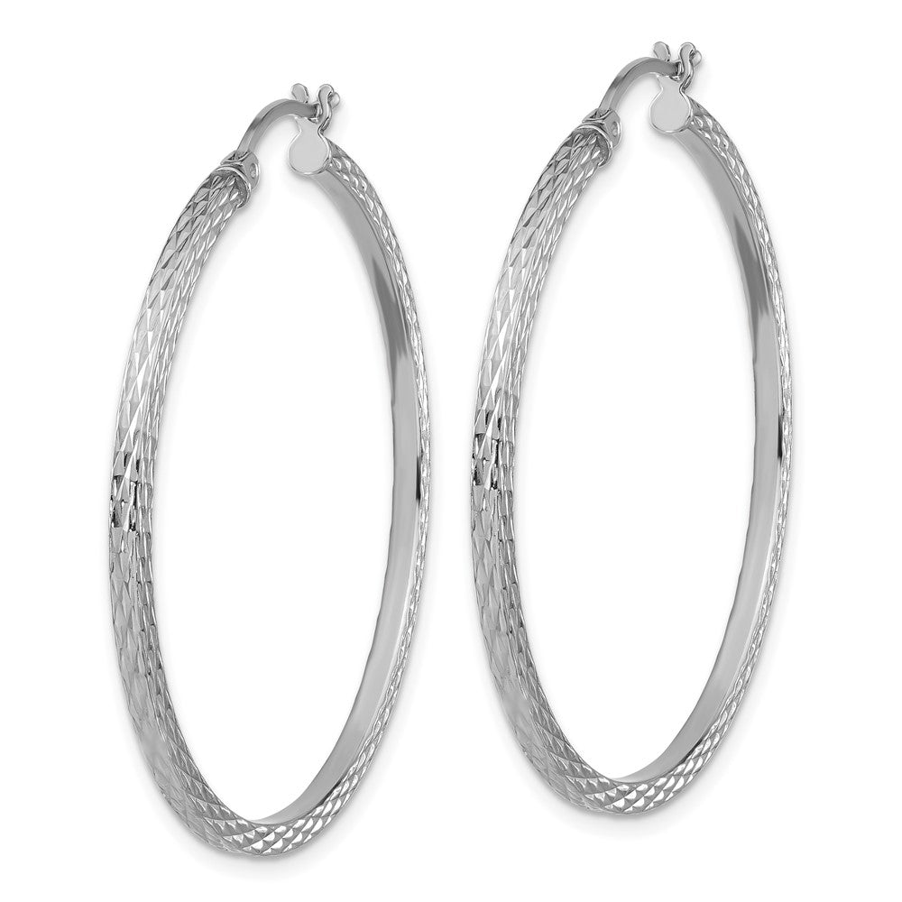 Sterlingsilber Rhodiniert Diamantiert 2x40mm Quadratisch Röhre Creolen