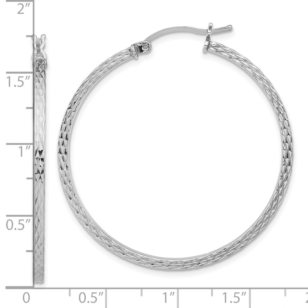 Sterlingsilber Rhodiniert Diamantiert 2x40mm Quadratisch Röhre Creolen