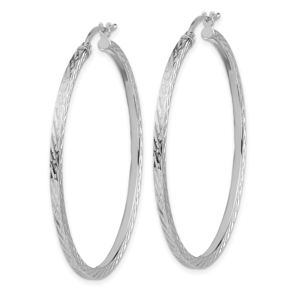 Sterlingsilber Rhodiniert Diamantiert 2x45mm Quadratisch Röhre Creolen