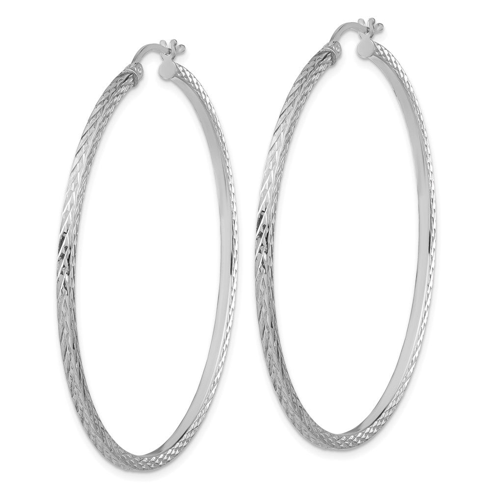 Sterlingsilber Rhodiniert Diamantiert 2x55mm Quadratisch Röhre Creolen