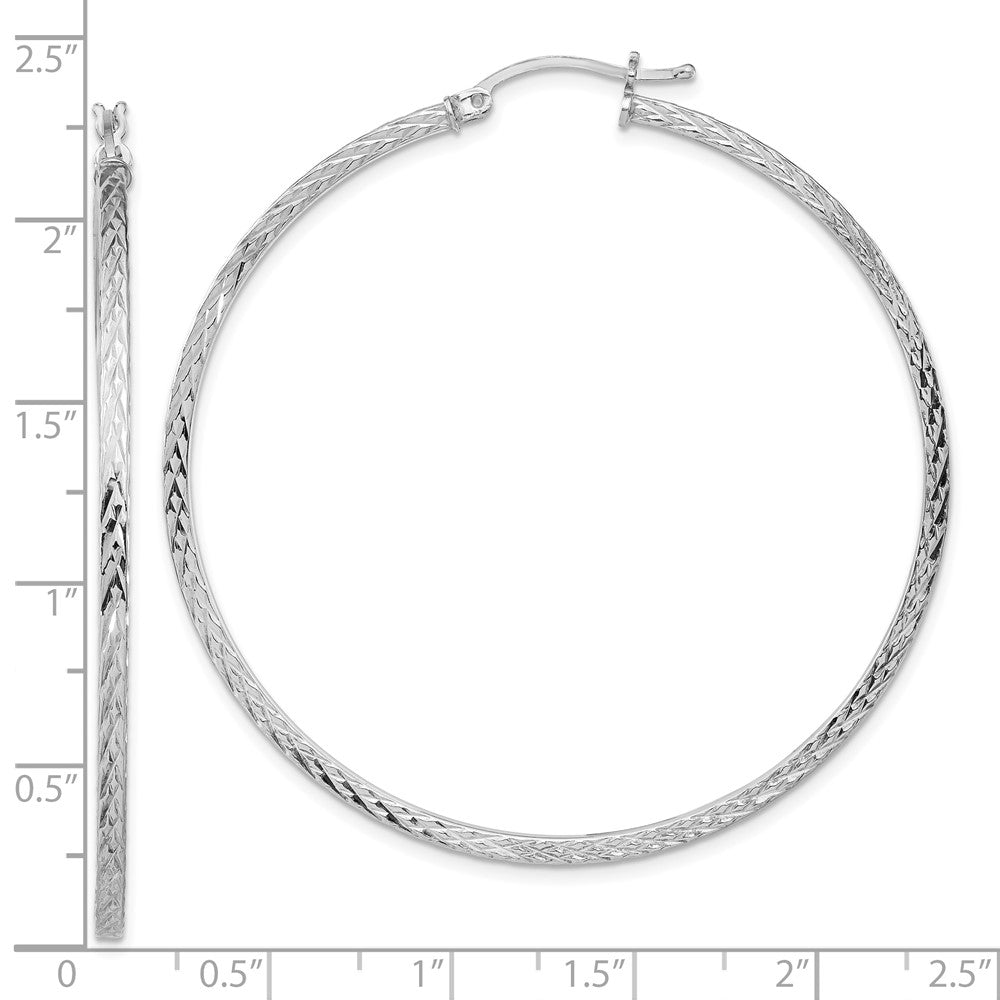 Sterlingsilber Rhodiniert Diamantiert 2x55mm Quadratisch Röhre Creolen