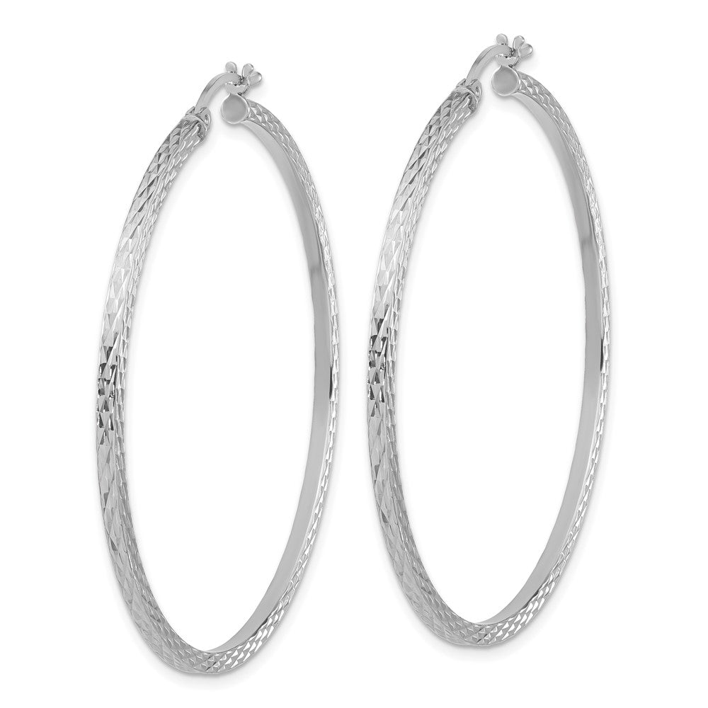 Sterlingsilber Rhodiniert Diamantiert 2x50mm Quadratisch Röhre Creolen