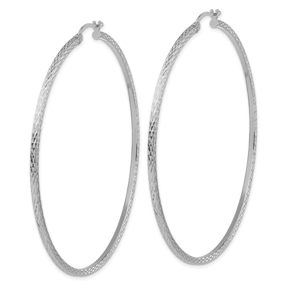 Sterlingsilber Rhodiniert Diamantiert 2x70mm Quadratisch Röhre Creolen