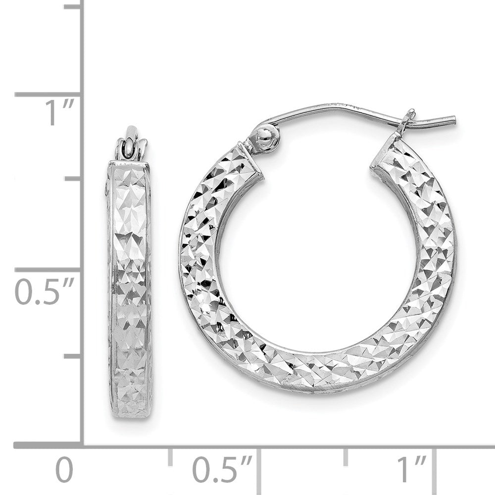 Sterlingsilber Rhodiniert Diamantiert 3x20mm Quadratisch Röhre Creolen