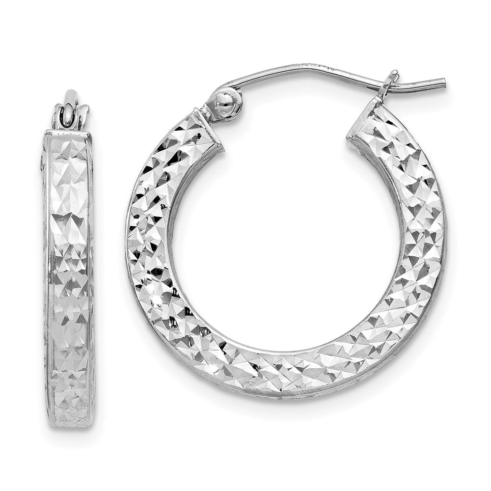 Sterlingsilber Rhodiniert Diamantiert 3x20mm Quadratisch Röhre Creolen