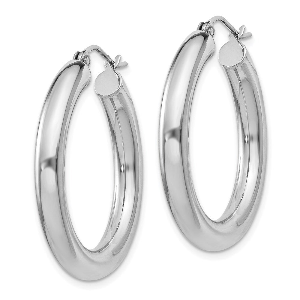 Sterlingsilber Rhodiniert 4mm Rund Creolen