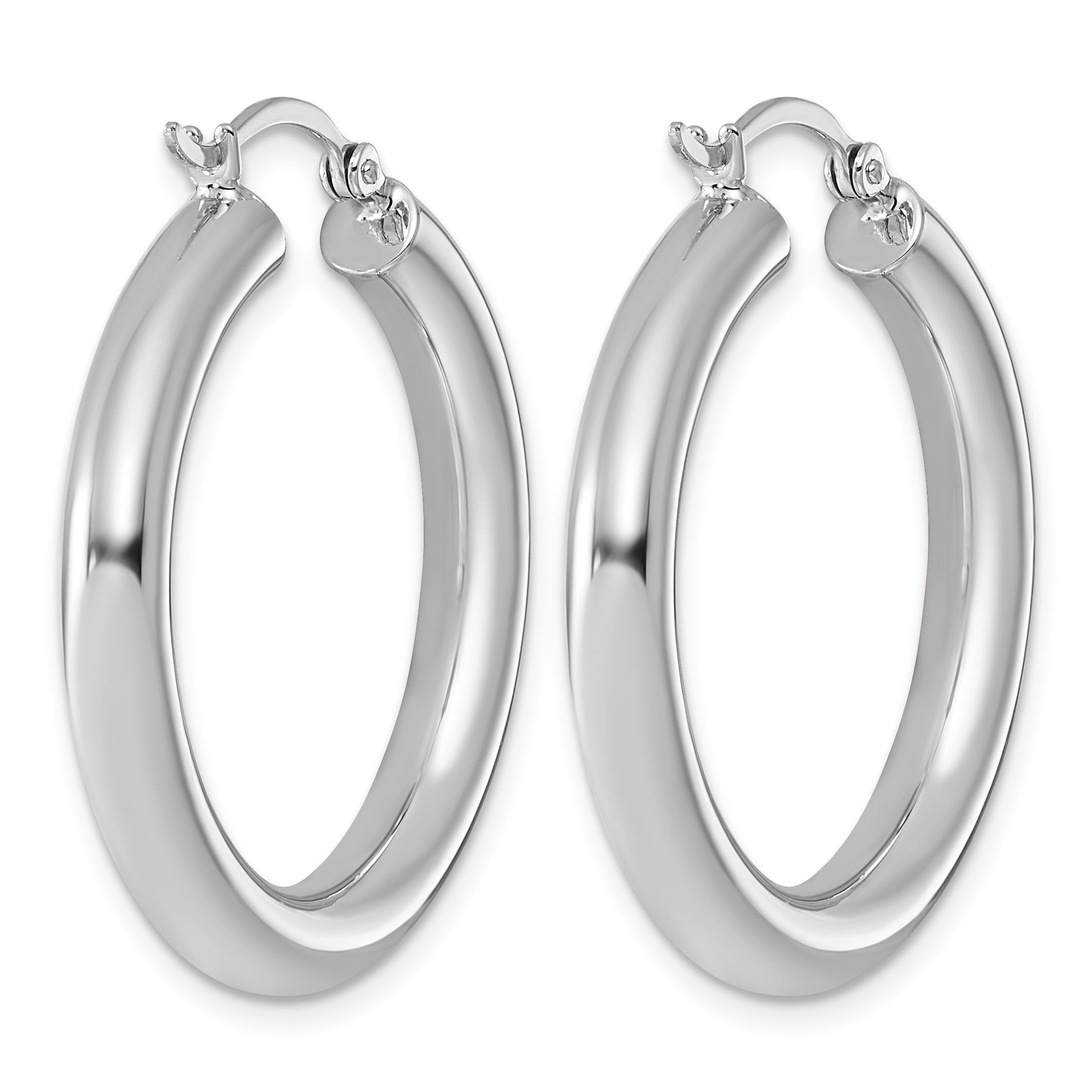 Sterlingsilber Rhodiniert 4mm Rund Creolen