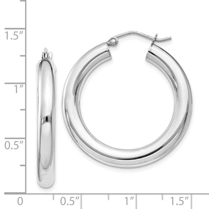 Sterlingsilber Rhodiniert 4mm Rund Creolen