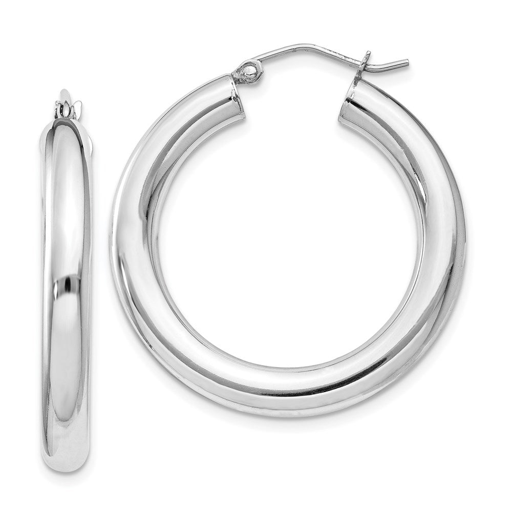 Sterlingsilber Rhodiniert 4mm Rund Creolen