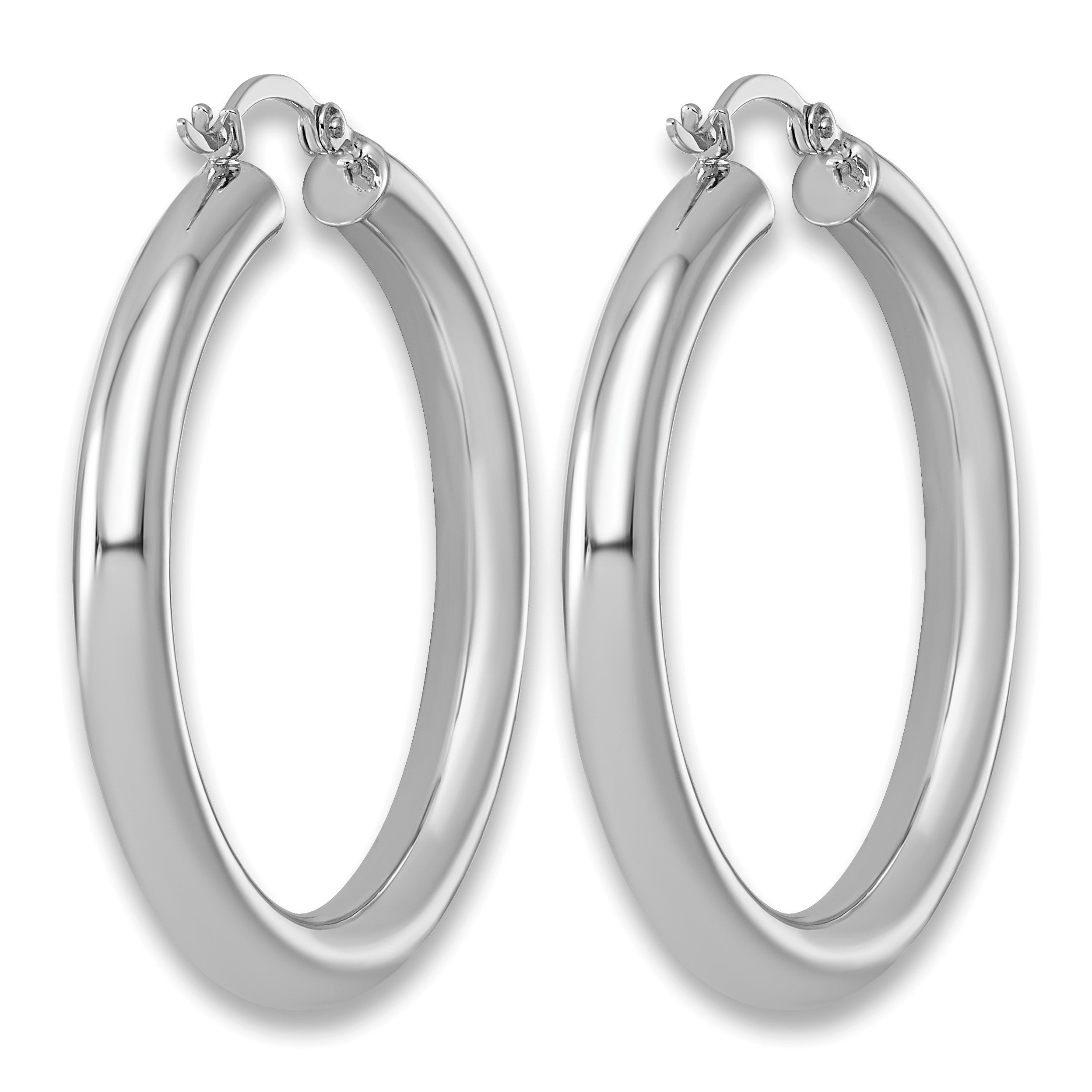 Sterlingsilber Rhodiniert 4mm Rund Creolen