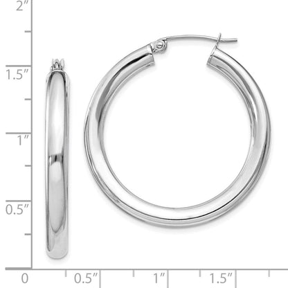 Sterlingsilber Rhodiniert 4mm Rund Creolen