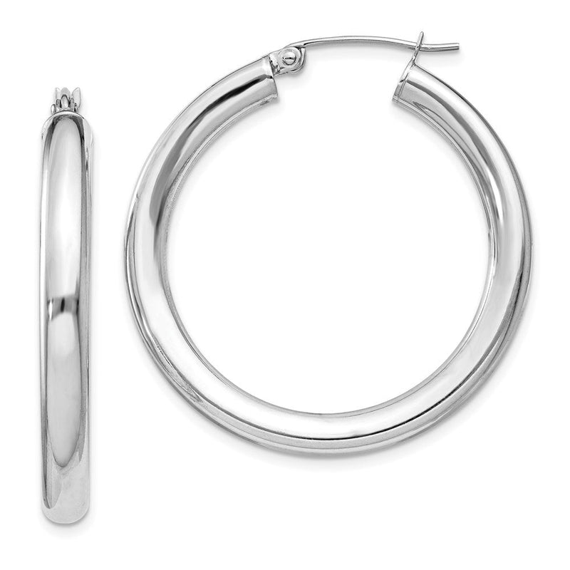 Sterlingsilber Rhodiniert 4mm Rund Creolen