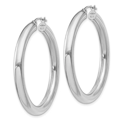 Sterlingsilber Rhodiniert 4mm Rund Creolen
