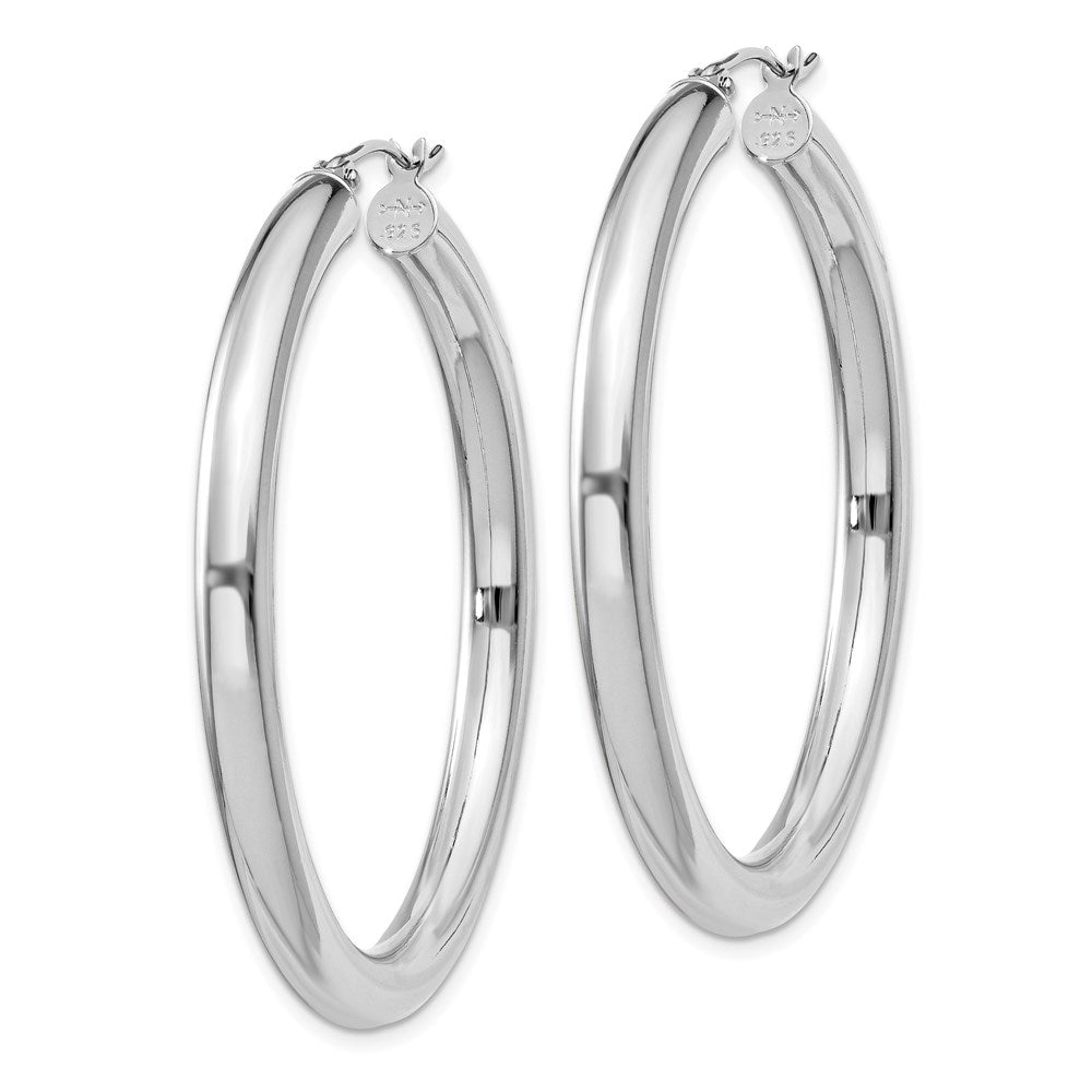 Sterlingsilber Rhodiniert 4mm Rund Creolen