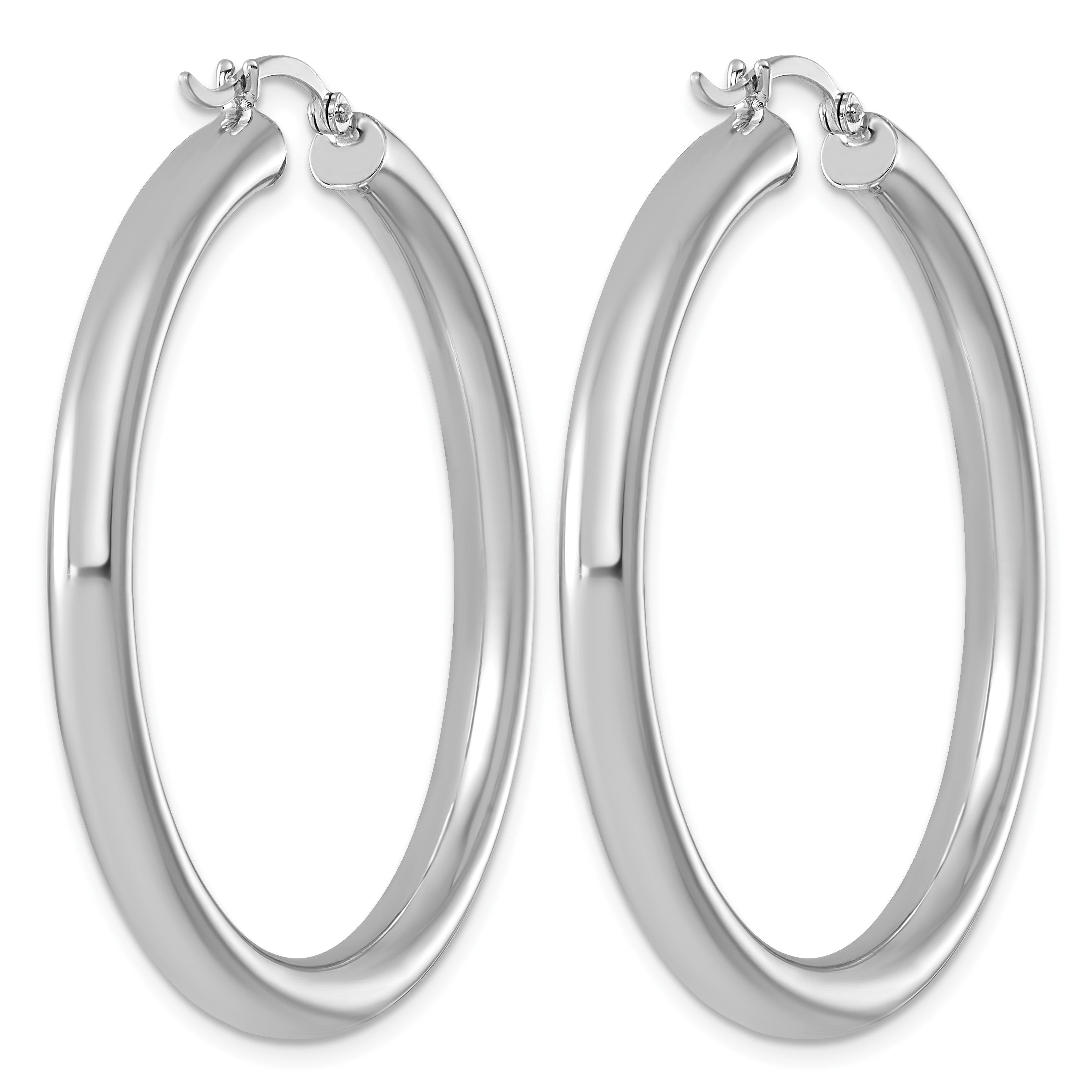 Sterlingsilber Rhodiniert 4mm Rund Creolen